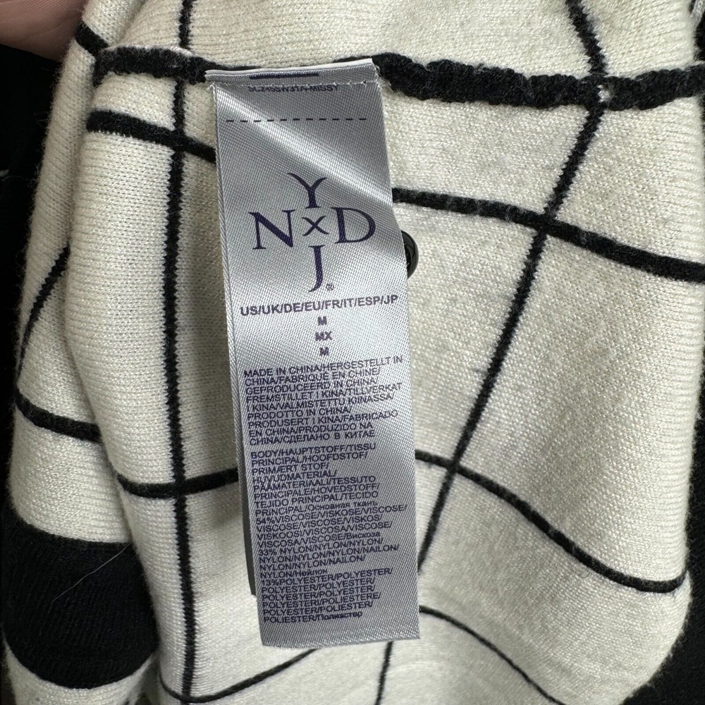 NYDJ cardigan sweater women Size M Black plaid long sleeve heavy Button Up - Picture 5 of 5